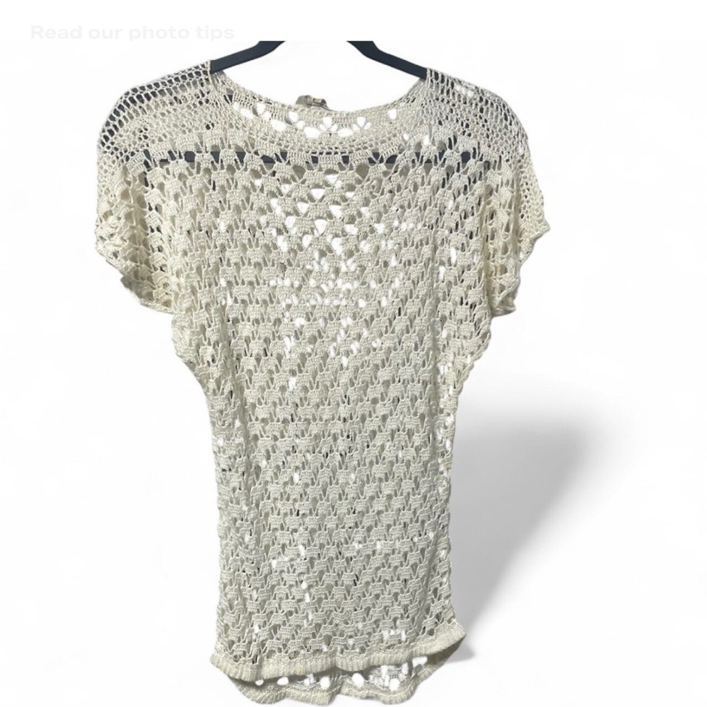 Vintage Boho Cream Crochet Knit Top
